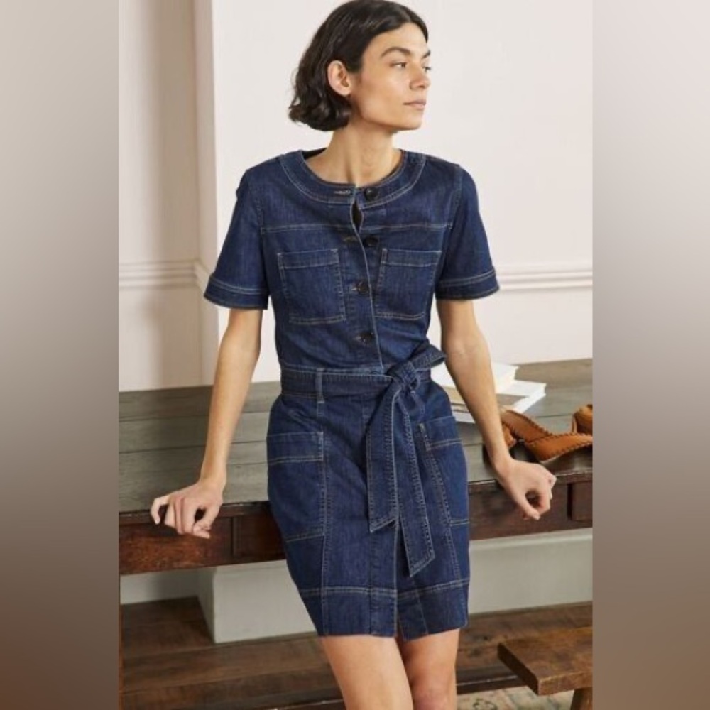 Boden Casual Stitch Denim Dress